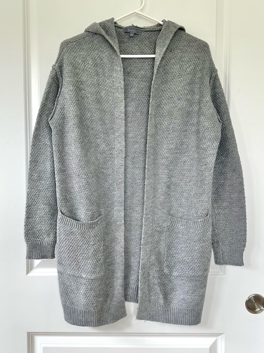 Be Cool Gray Hooded Open-Front Knit Cardigan
